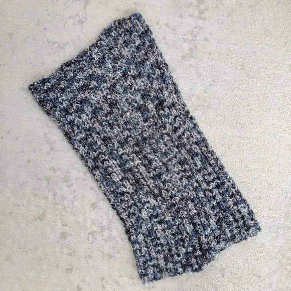 collectioneighteen Black Boho Metallic Knit Crocheted Neck Warmer Scarf Like New - Picture 11 of 15
